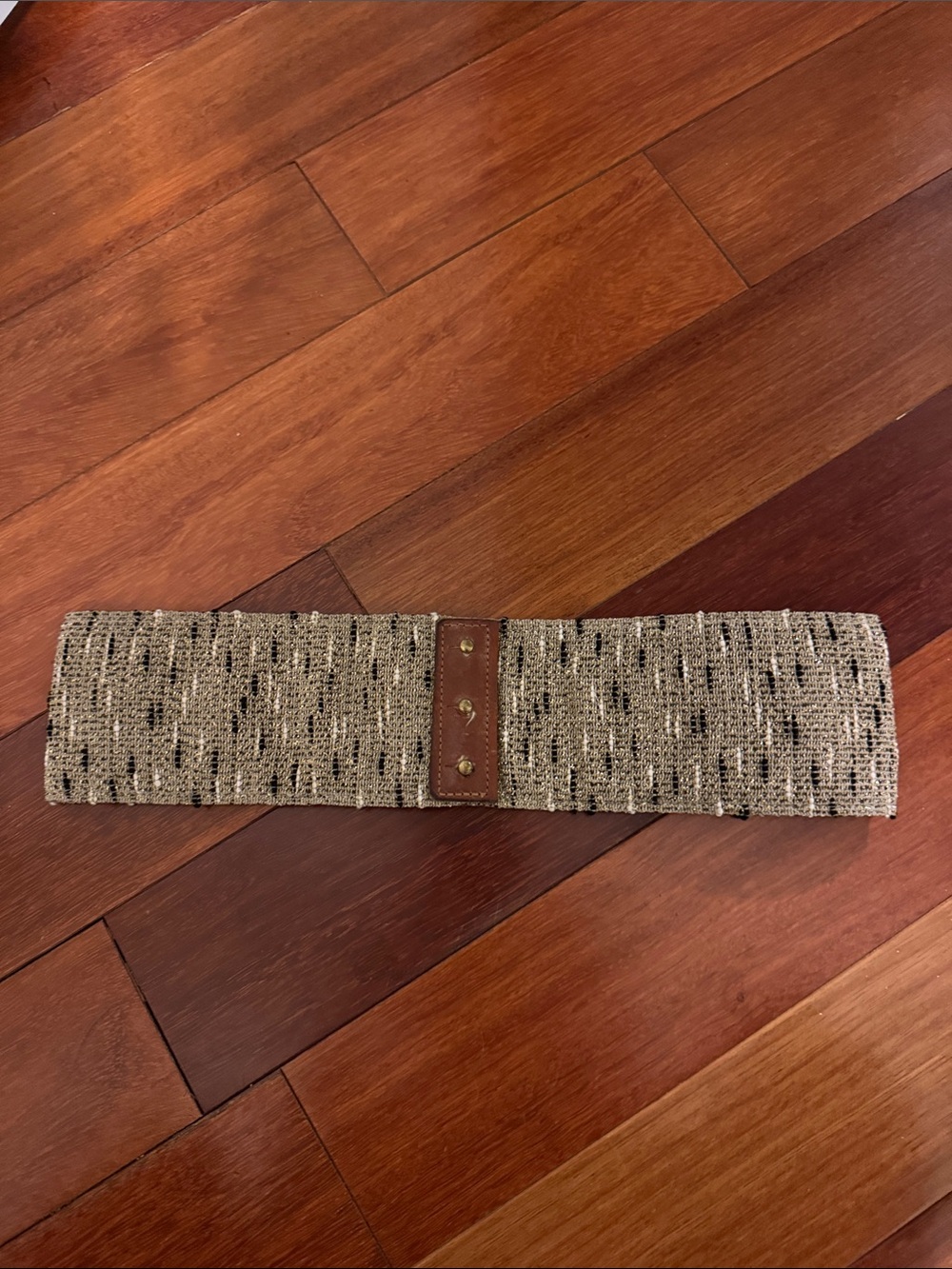 Banana Republic Woven Neutral Stretch Belt with Leather Accents-M